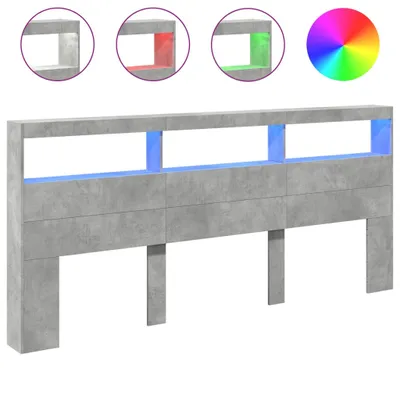 Produktbild von vidaXL LED-Kopfteil mit Ablage Betongrau 220x17x102 cm