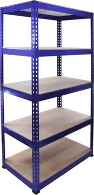 Immagine prodotto di Monster Racking Q-Rax: scaffale per garage, cantina, magazzino, officina; scaffale per carichi pesanti; scaffale industriale; scaffale in acciaio; scaffale in acciaio con 5 ripiani; 90 cm L x 50 cm P x 182,5 cm A; scaffale per magazzino; blu