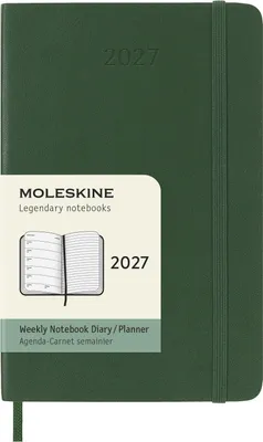 Produktbild von Moleskine 12 Monate Wochen Notizkalender 2027, Pocket/A6, 1 Wo = 1 Seite, rechts linierte Seite, Weicher Einband, Myrtengrün