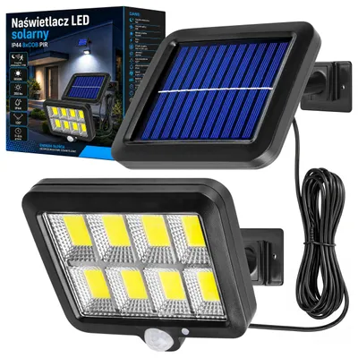 Produktbild von MasterLED Solarstrahler 8 COB 5W 350lm 6500K PIR IP44 Schwarz Lichtsensor