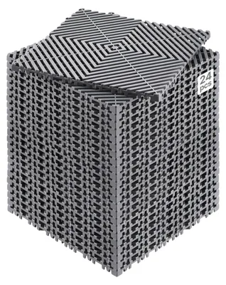 Obrázek produktu pro VEVOR Zámková drenážní rohož 31x31cm, 24 dílů, protiskluzová drenáž, pro garáž, zahrada, šedá barva