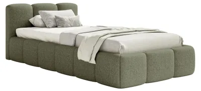 Produktbild von Selsey Cloudy Low – Polsterbett 90x200 cm, Chenille Olivgrün