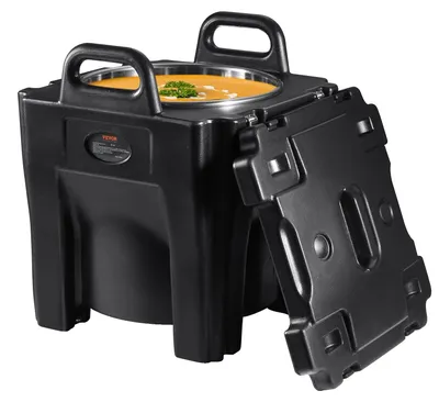 Image de VEVOR Récipient alimentaire isolé, capacité 32 Qt, hotbox de restauration empilable avec fût en acier inoxydable, chauffe-plats LLDPE avec chargement par le haut et poignées intégrées, boucles, base fixe, pour cantine de restaurant, B