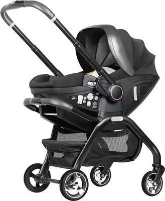 Image de Chariot pour bébé, léger et portable, design pliable, noir