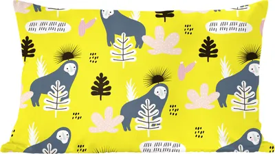 Produktbild von MuchoWow® Zierkissen Sofakissen Wohnzimmer Dekokissen 50x30 cm Affe - Blatt - Gelb - Wohnzimmerdekoration - Polster mit Photo