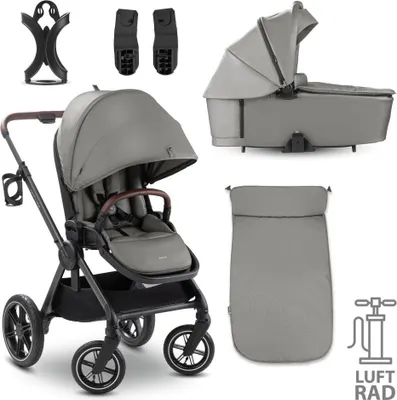 Produktbild von Hauck Comfort N Care Air Set, Betthimmel, Reisesystem-Babywagen, Unisex, Aufblasbare Räder, Faltbar, Dunkles Grau