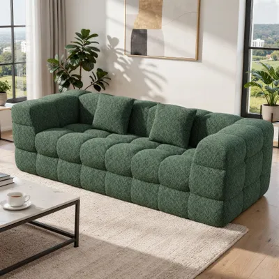 Produktbild von Aivermeil Modernes minimalistisches Cloud-Sofa 2-3 Sitzer aus Chenille montagefreies Wohnzimmersofa mit weicher Polsterung, 190 cm, Grün