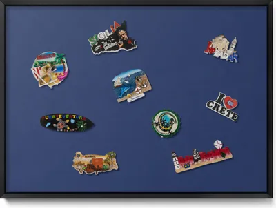 Produktbild von Magnetwand 70x50 cm – Schwarzer Rahmen – Farbe Marineblau – Magnetboard, Memoboard – Kinderzimmer, Metall Magnetische Tafel