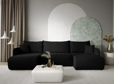 Produktbild von Wohnlandschaft Sofa mit Schlaffunktion CALGARY Stoff Curio Schwarz