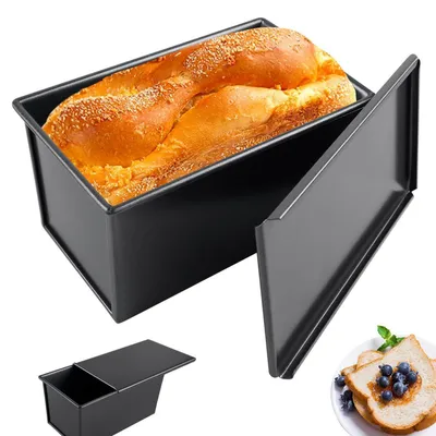 Zdjęcie produktu dla Forma do pieczenia chleba z pokrywką, forma do ciast z powłoką nieprzywierającą, prostokątna, idealna do pieczenia tostowego chleba i ciast, do temperatury 230°C, wymiary: 21,1 x 11 x 10,1 cm