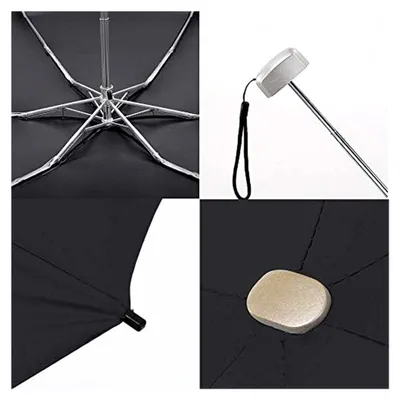 Produktbild von Mini Regenschirm, Taschenschirm windfest, Sonnenschutz, faltbarer Reiseschirm, leicht und kompakt (schwarz)