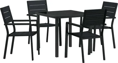 Produktbild von "2026 MODERNE" Garten Essgruppe - elegantes Design - Sitzgruppe/Tisch+ Stuhl - 5 pcs Schwarz Pulverbeschichteter Stahl - Terassenmöbel NeuMöbel143745