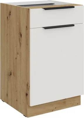 Obrázok produktu pre Dolná skrinka so šuplíkom LUNARA - šírka 50 cm, biela / dub artisan