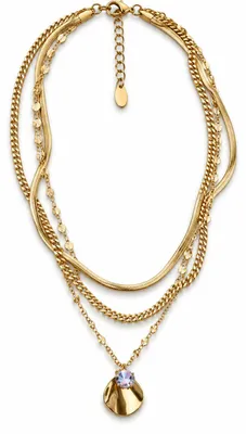 Produktbild von Halskette Dreifachkette mit Stein Goldfarben  elegant Yehwang