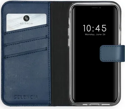 Produktbild von Selencia Echtleder Klapphülle iPhone 12 Mini - Blau