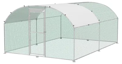 Image de Cage extérieure pour poulets, lapins ou autres animaux - Dimensions : 3 x 4 x 2 mètres - Acier galvanisé - Toit en polyéthylène résistant aux UV