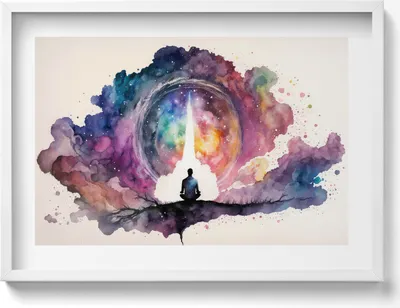 Produktbild von Lebensstil Meditation– Wandbild mit Rahmen – Gerahmtes Bild  – Wanddekoration – 70x50 cm –  Weiß Rahmen