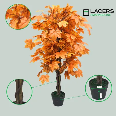 Produktbild von Lacers SMARAGDLINE- Ahornstamm 120cm -orange- dekorative Kunstpflanze - Kunstbaum- realistische Optik - lebendige Farben für Wohnzimmer, Balkon & Büro