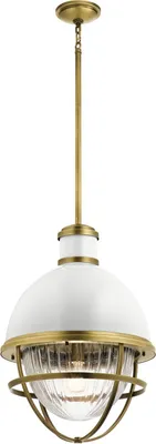 Produktbild von Hängeleuchte Metall Glas E27 Ø 40,8 cm H: max. 166,5 cm in Messing Weiß rund Vintage Pendelleuchte