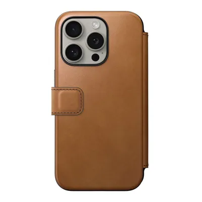 Zdjęcie produktu dla Nomad Modern Leather Folio, Folio, Apple, iPhone 15 Pro, 15,5 cm (6.1"), Opalony/Jasnobrązowy