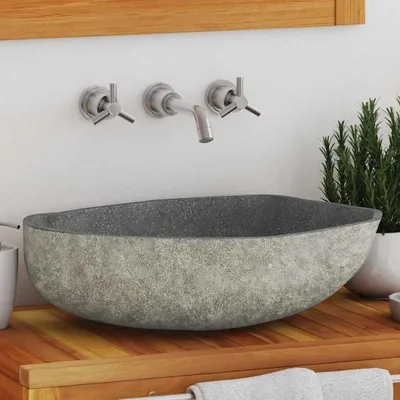 Produktbild von vidaXL Waschbecken Flussstein Oval (45-53)x(34-41) cm