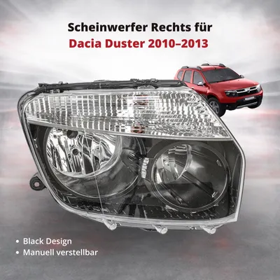 Zdjęcie produktu dla Reflektor przedni prawy do Dacii Duster 2010–2013 | Czarny | z ręczną regulacją | OEM 260609877R