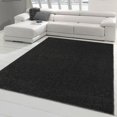 Produktbild von Klassischer Wohnzimmerteppich im Unidesign in anthrazit Größe - 140 x 200 cm