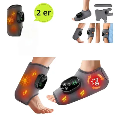Produktbild von 2er Set 3-in-1 elektrischer Fußmassagegerät mit 3000mAh Akku, verbessert die Blutzirkulation, 3 Modi und 6 Heizstufen, für Knöchel,Sohlen und Rist