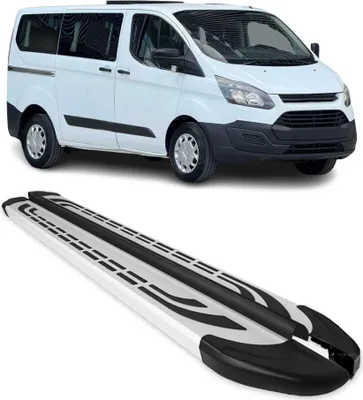 Image de Marchepieds Latéraux pour Ford Transit Custom 2012-2022 Aluminium Gris L1 Court