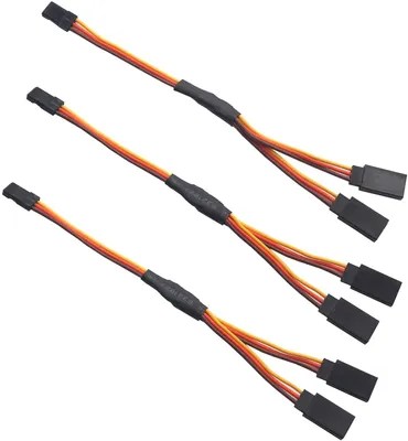 Produktbild von Set mit 10 Servo Y-Verlängerungskabeln 1 auf 2 | 300mm, 3-Pin JR Stecker und Futaba Buchse | Kompatibel mit RC Drohnen, Hubschraubern, Autos
