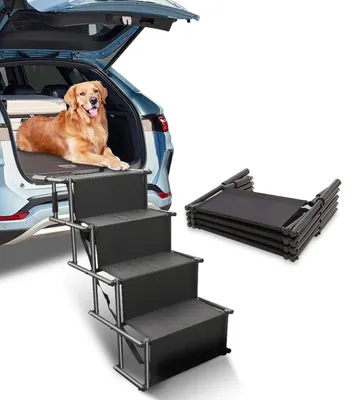 Produktbild von Hunderampe Auto Klappbar 4 Stufen 80 kg belastbar 101x75x47cm Schwarz