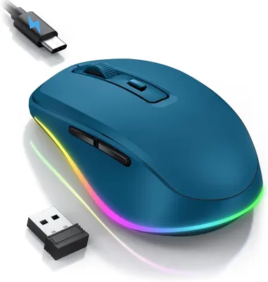Produktbild von seenda Maus Kabellos LED, Wiederaufladbare Kabellose Maus mit Maus Jiggler, Leise 2.4G USB Funkmaus für Laptop, Computer Wireless Mouse Beleuchtet