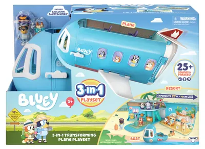 Zdjęcie produktu dla Moose Toys Bluey 3 in 1 Airplane Playset, Lotnisko i samoloty, 3 lat(a), Wielobarwny