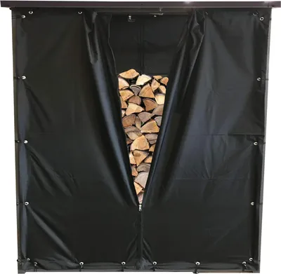 Produktbild von Famanu Wetterschutzfolie 145 x 70 x 145 cm - Vorder- und Rückwand - Haardholzunterstand - PVC Schwarz