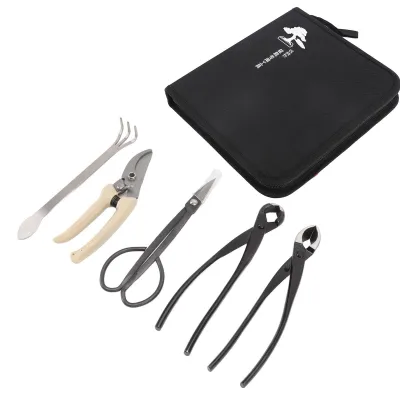 Image de Set d'outils Bonsai 5 pièces en acier au carbone - Outils de jardinage pour l'entretien des plantes