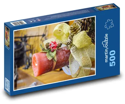 Obrázok produktu pre Puzzle 500 Vianočná sviečka s dekoráciou - martinpuzzle