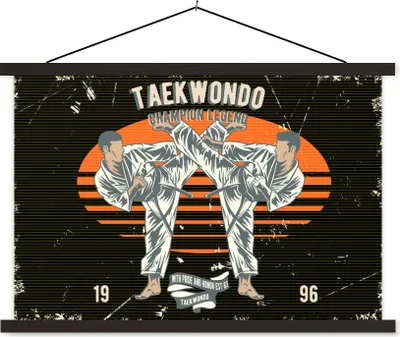 Produktbild von MuchoWow® Textilposter Jahrgang - Sport - Taekwondo 150x100 cm mit schwarzem Rahmen - Schlafzimmer