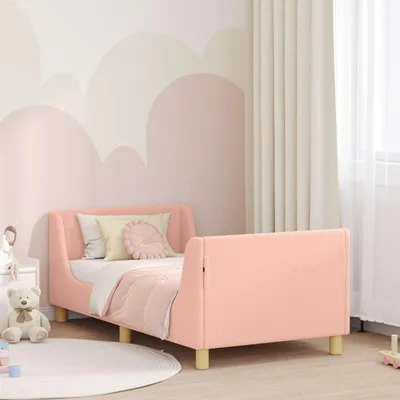 Immagine prodotto di Letto per bambini, struttura con testiera rosa, 80 x 160 cm, tessuto bouclé
