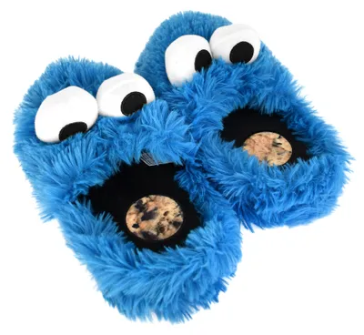 Produktbild von Sesamstraße Hausschuhe - Krümelmonster 3D Plüsch Slipper Pantoffeln Cookie Monster Blau 35-37