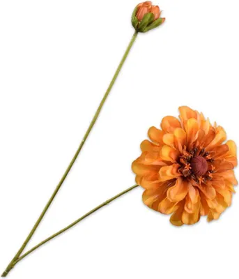 Produktbild von Silk-ka Kunstblume - Seidenblumen - Kunstzweig Zinnienzweig gelb-orange 62cm