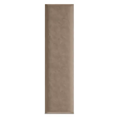 A single beige upholstered wall panel is shown against a white background.