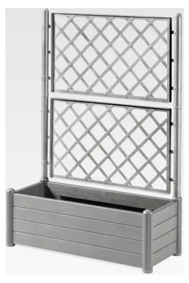 Produktbild von Rechteckiger Blumenkübel mit Spalier 100 cm Steingrau für Balkon und Garten