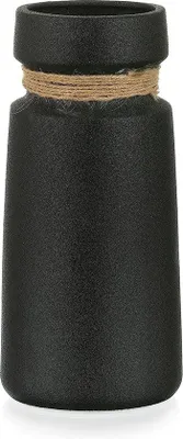 Produktbild von Unyqoos® Keramik-Vase, 22 cm, matt schwarz – moderne Blumenvase für Pampasgras, Boho-Tischdeko & Wohnzimmerdekoration