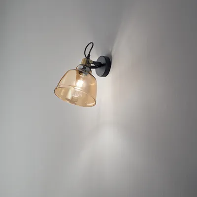 Zdjęcie produktu dla Metalowa lampa ścienna Vintage czarny mosiądz 1 światło E27