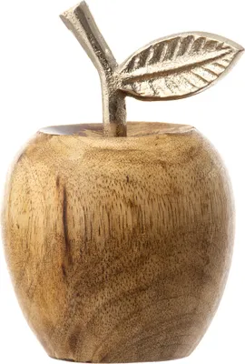 Produktbild von Noor Living Deko Holz Apfel aus Mangoholz & Aluminium massiv Ø ca. 7cm
