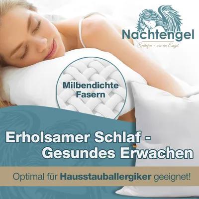 Produktbild von Daunenkissen 3-Kammer Kopfkissen 80x80 aus 100 % Daunen & Federn –  Germany, atmungsaktives Federkopfkissen für alle Schlaftypen