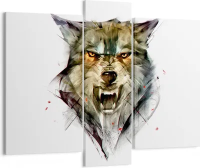 Produktbild von Bild auf Leinwand - Leinwandbild - Wolf Tier Wald - 95x80cm - Wand Bild - Wanddeko - Wandbilder - Leinwanddruck - Bilder - Kunstdruck - Wanddekoration - Leinwand bilder - Wandkunst - CB95x80-4070