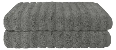 Produktbild von SCHIESSER Duschtuchset Neapel | Einfarbig | 2-teilig | 100% Baumwolle | Flauschig & Saugstark | 70x140 cm | Dunkelgrau