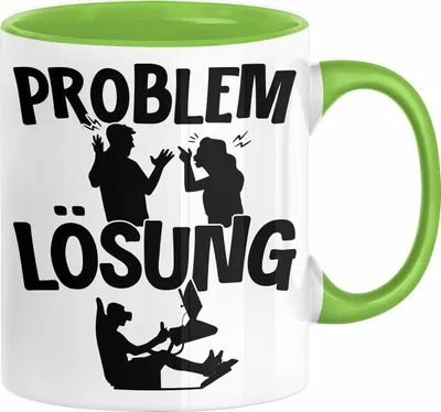 Produktbild von VR Gamer Tasse Geschenk für Gamer Zocker Männer Geschenkidee Problem und Lösung Zocken (Grün)