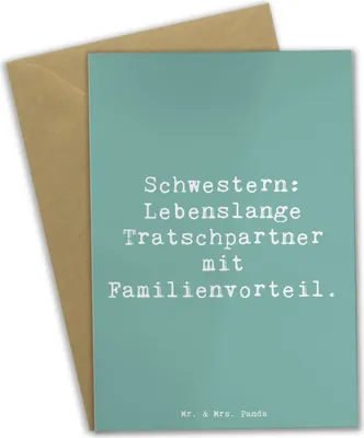Produktbild von Mr. & Mrs. Panda Beileidskarte Spruch Schwestern Tratschpartner - Meeresbrise - Geschenk, Grußkarte, hochzeitskarten, Geschenke, herzerwärmende Sprüche, Schwester, Spaß
